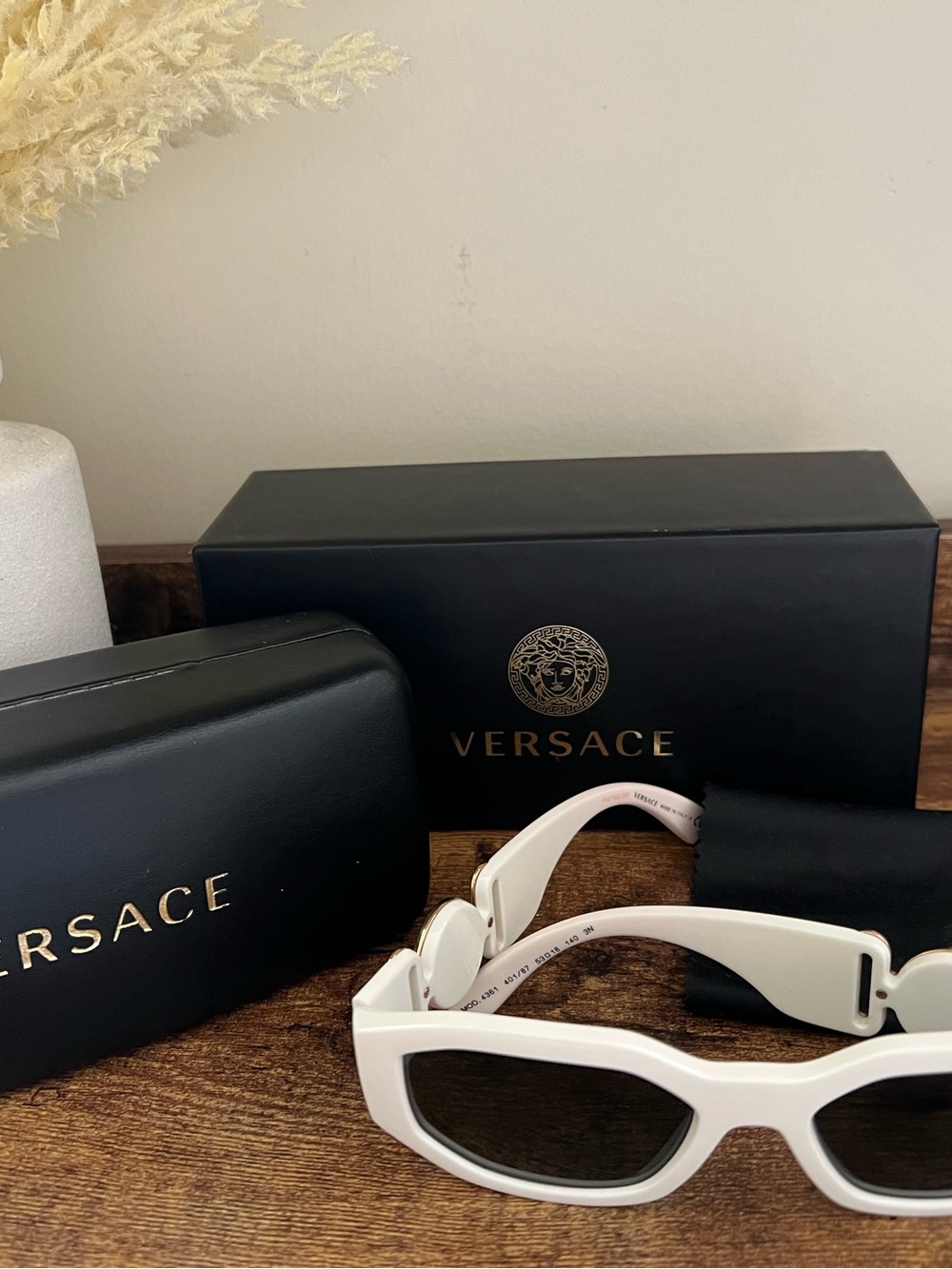Versace White Oversized Rectangular Sunglasses